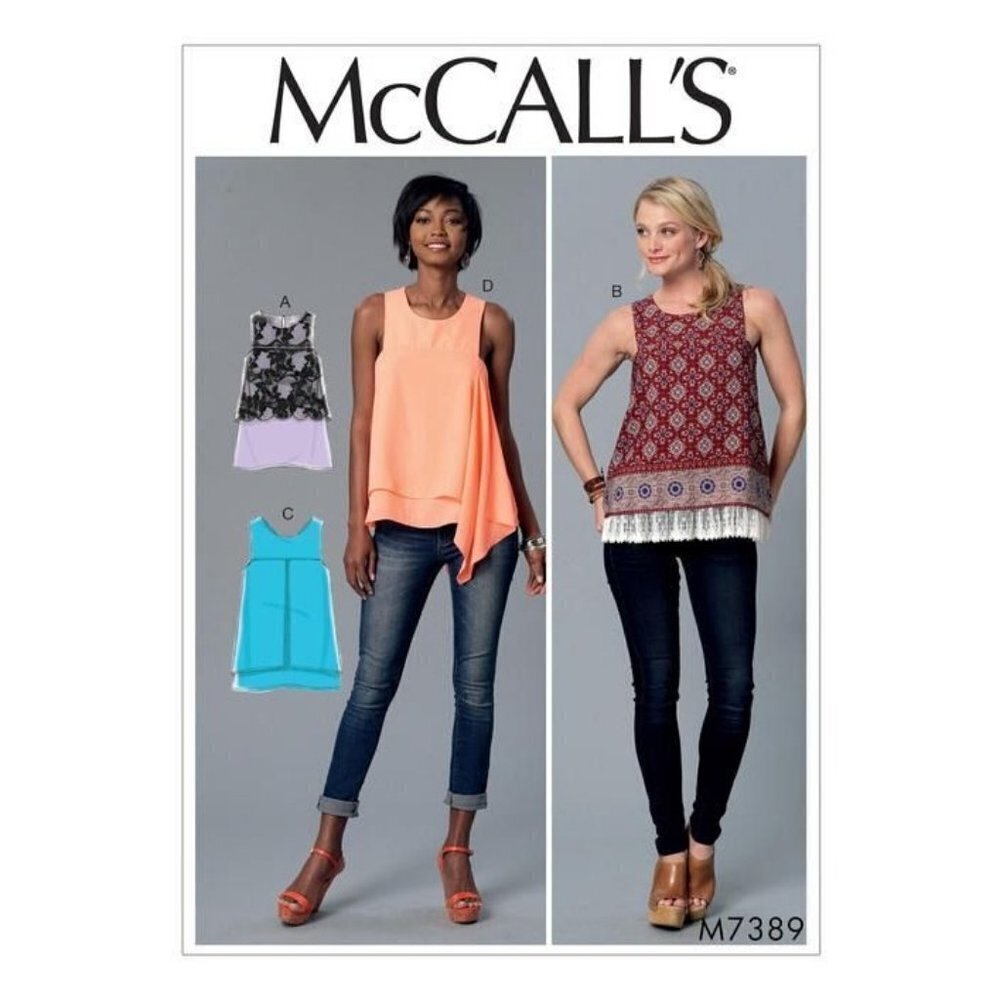 McCalls Sewing Pattern 7389 Sleeveless Top Overlay Misses Size 14-22